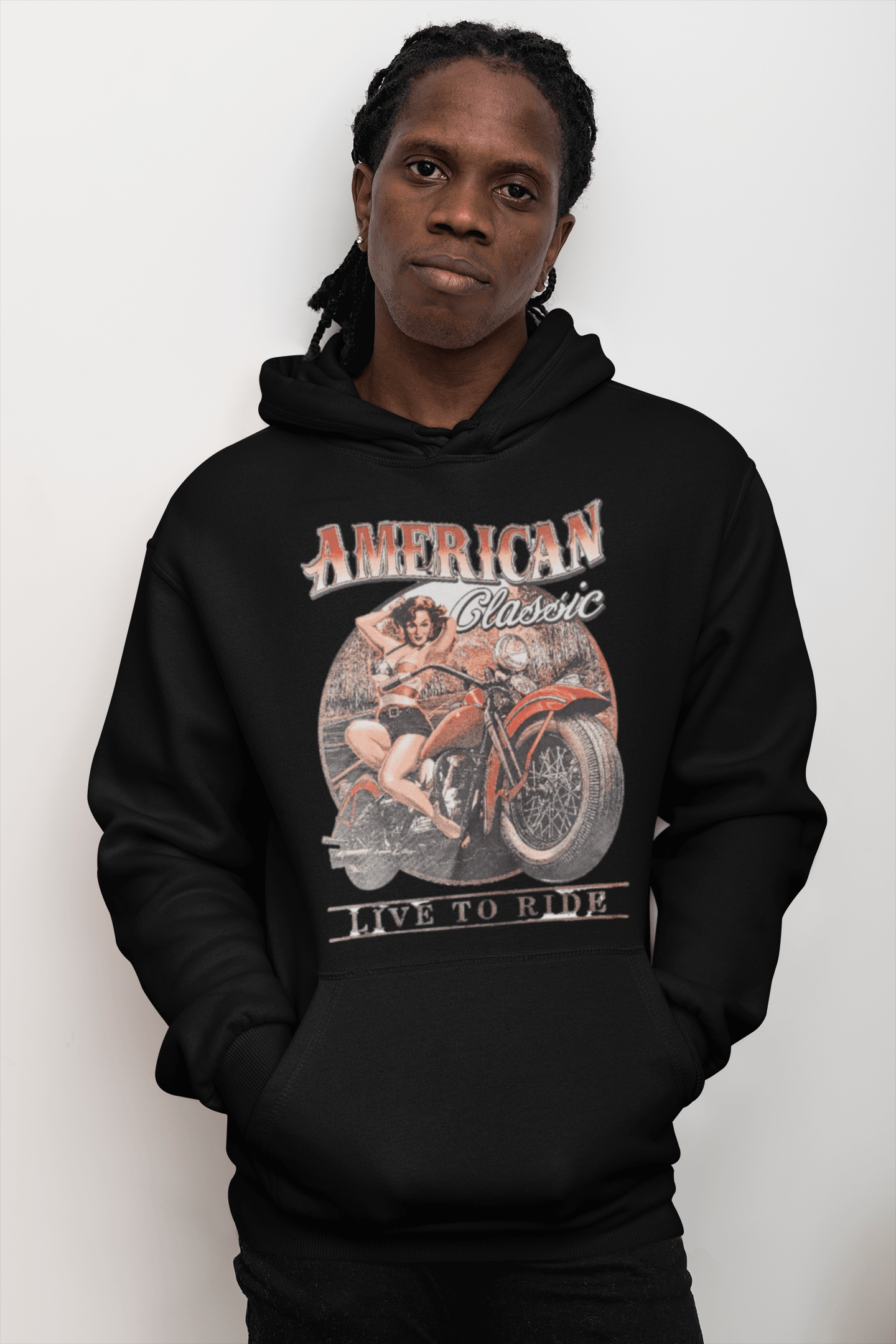 Motorcycle Hoodie American Classic Live to Ride Midweight Top Koala Pullover - TopKoalaTee