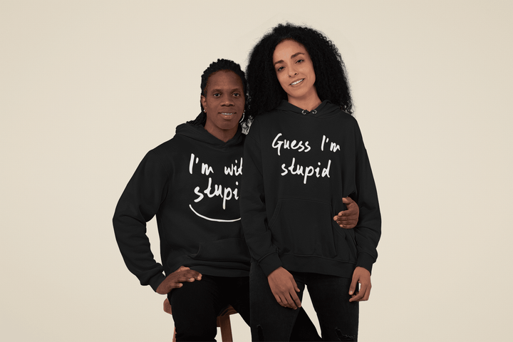 I'm with Stupid/Guess I'm Stupid Relationship Hoodie Set Ultra Soft Blended Cotton Unisex Pullovers - TopKoalaTee