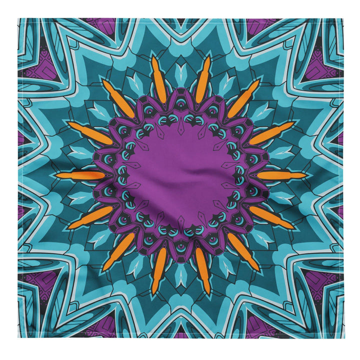 Purple and Gold Geometric Sun Pattern Designer Neckerchief Bandana - TopKoalaTee