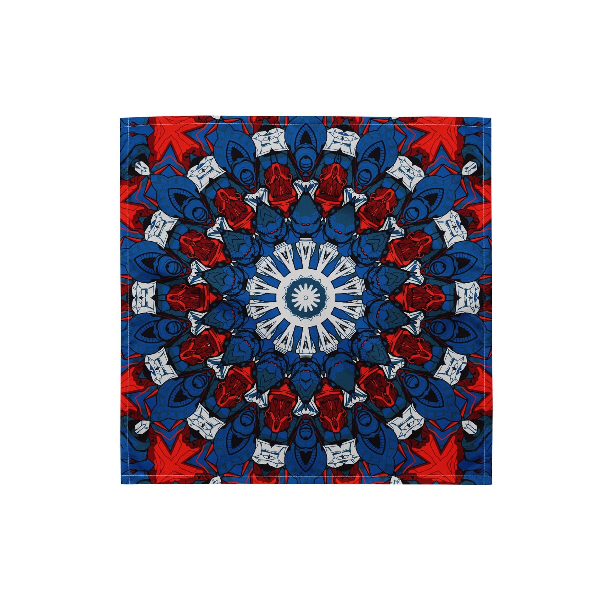 Red and Blue Geometric Sun Luxury Scarf Designer Bandana - TopKoalaTee