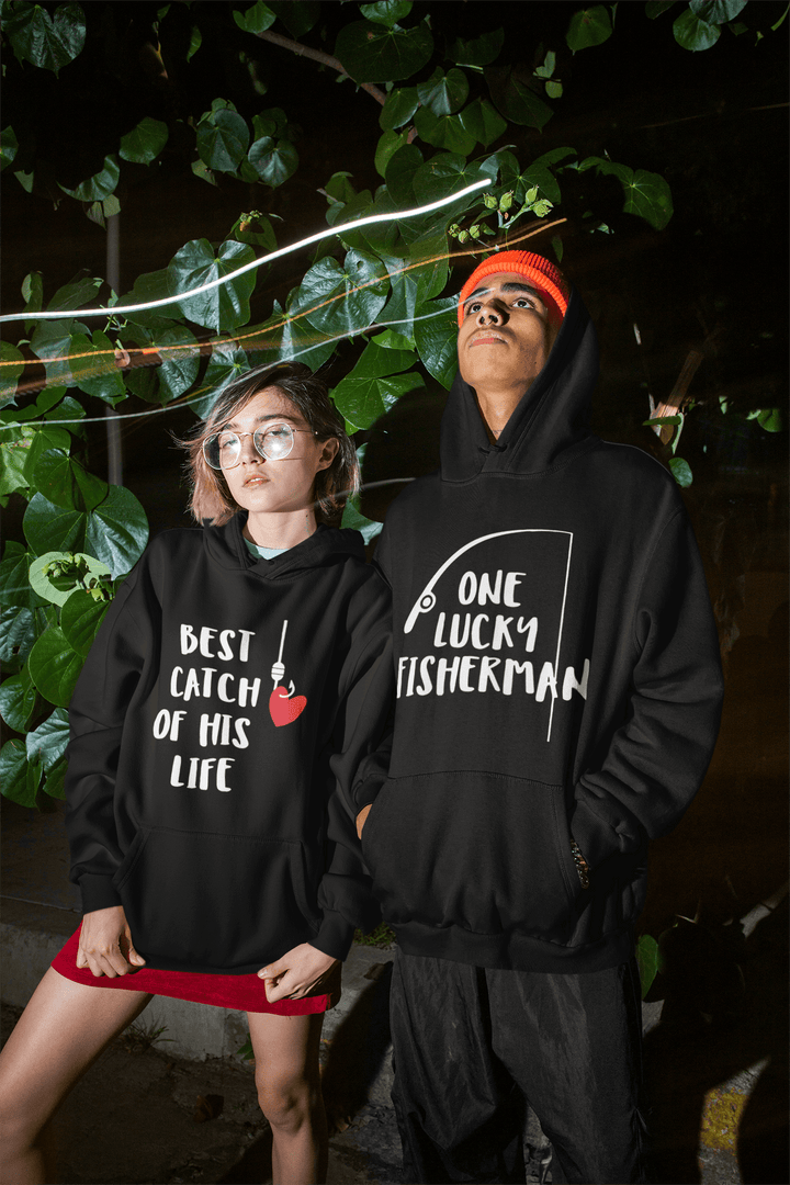 One Lucky Fisherman Best Catch of his Life Unisex Couples Hoodie Set - TopKoalaTee