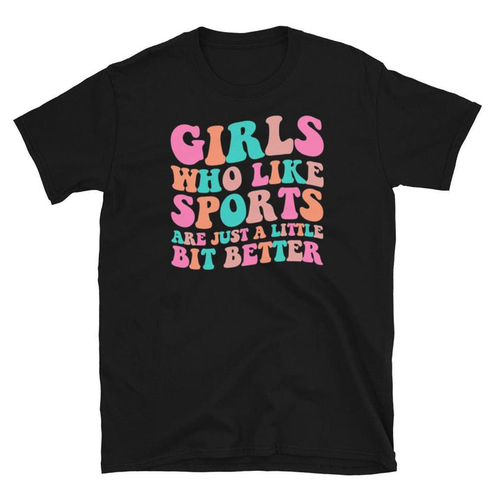 Retro Style Girl Power T-Shirt Girls who Like Sports are Just a Little Bit Better Short-Sleeve Top - TopKoalaTee