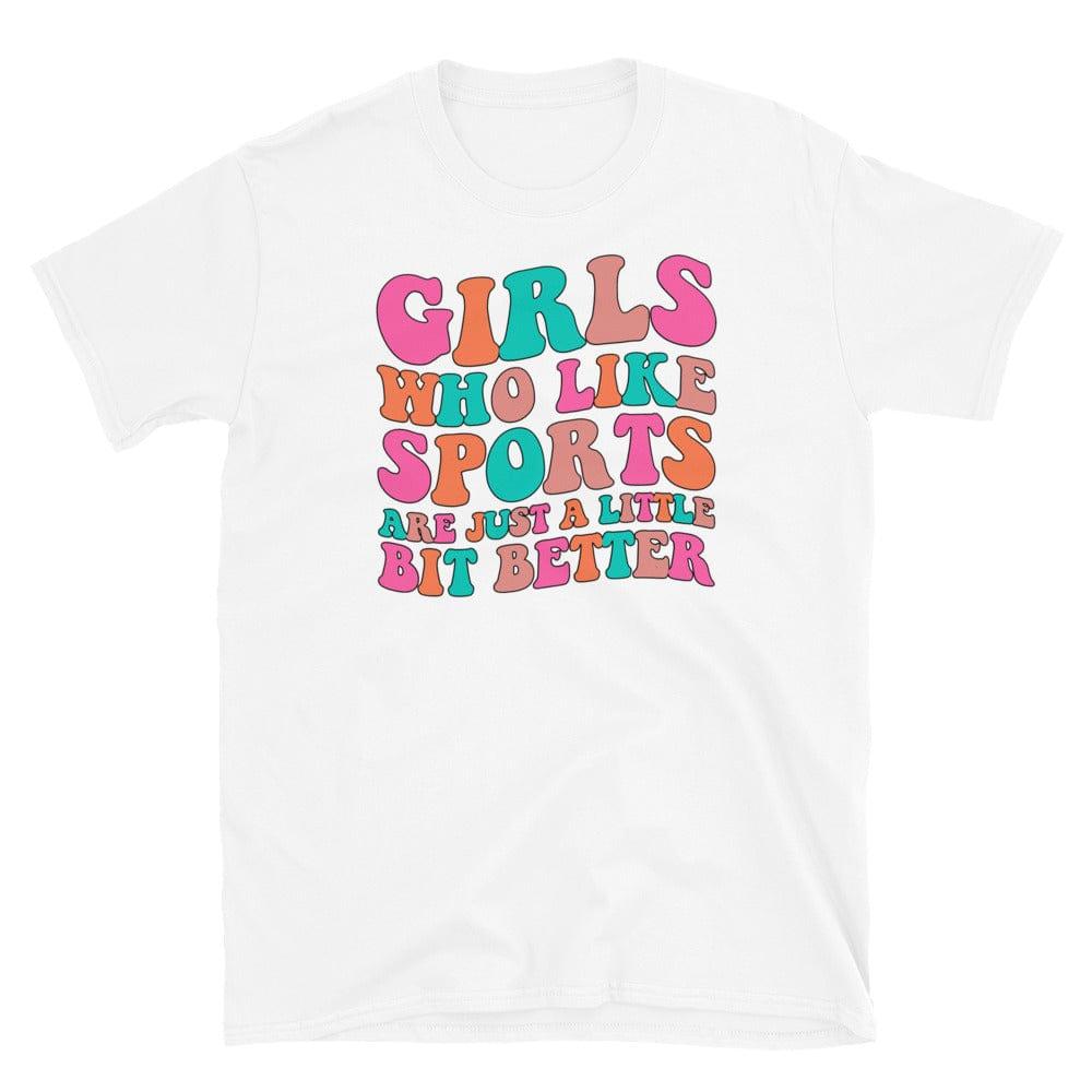 Retro Style Girl Power T-Shirt Girls who Like Sports are Just a Little Bit Better Short-Sleeve Top - TopKoalaTee