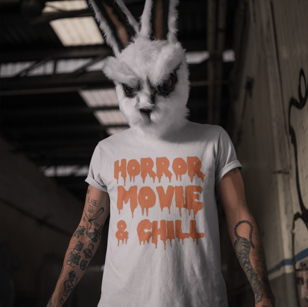 Halloween Tshirt Horror Movie And Chill Short Sleeve Ultra Soft Crew Neck Unisex Top