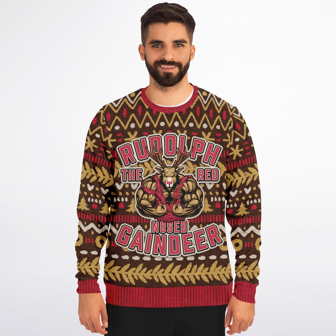 Rudolph The Red Nosed Gaindeer Ugly Christmas Sweater Top Koala Tee - TopKoalaTee