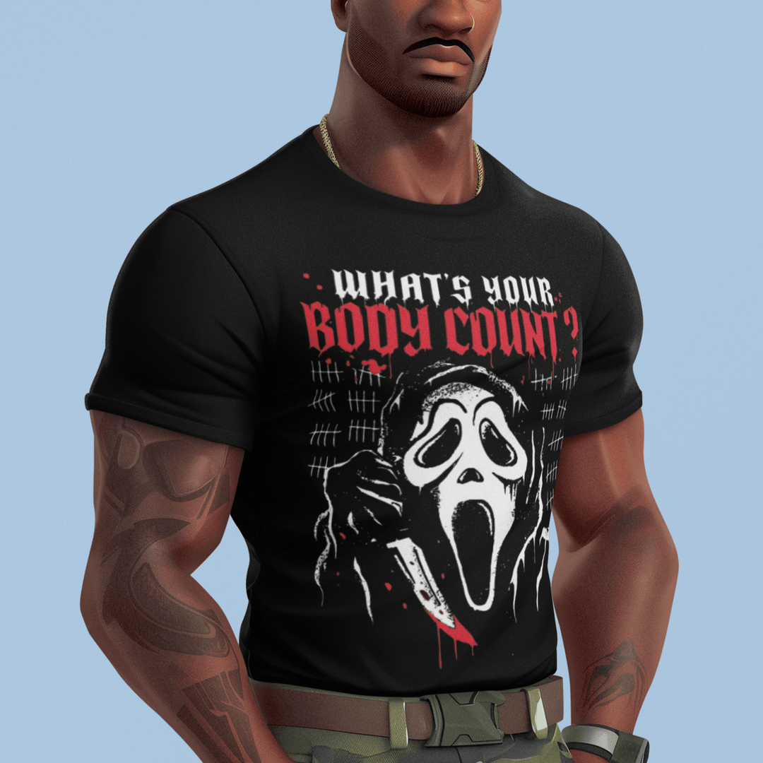 Scream T-Shirt What's Your Body Count Short Sleeve Crew Neck Unisex Top - TopKoalaTee