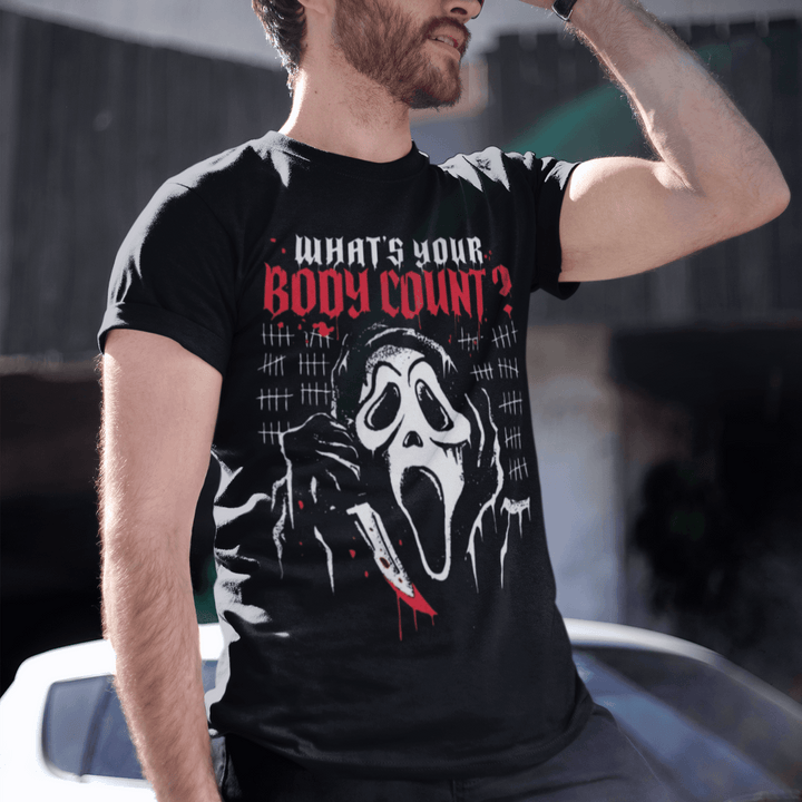 Scream T-Shirt What's Your Body Count Short Sleeve Crew Neck Unisex Top - TopKoalaTee