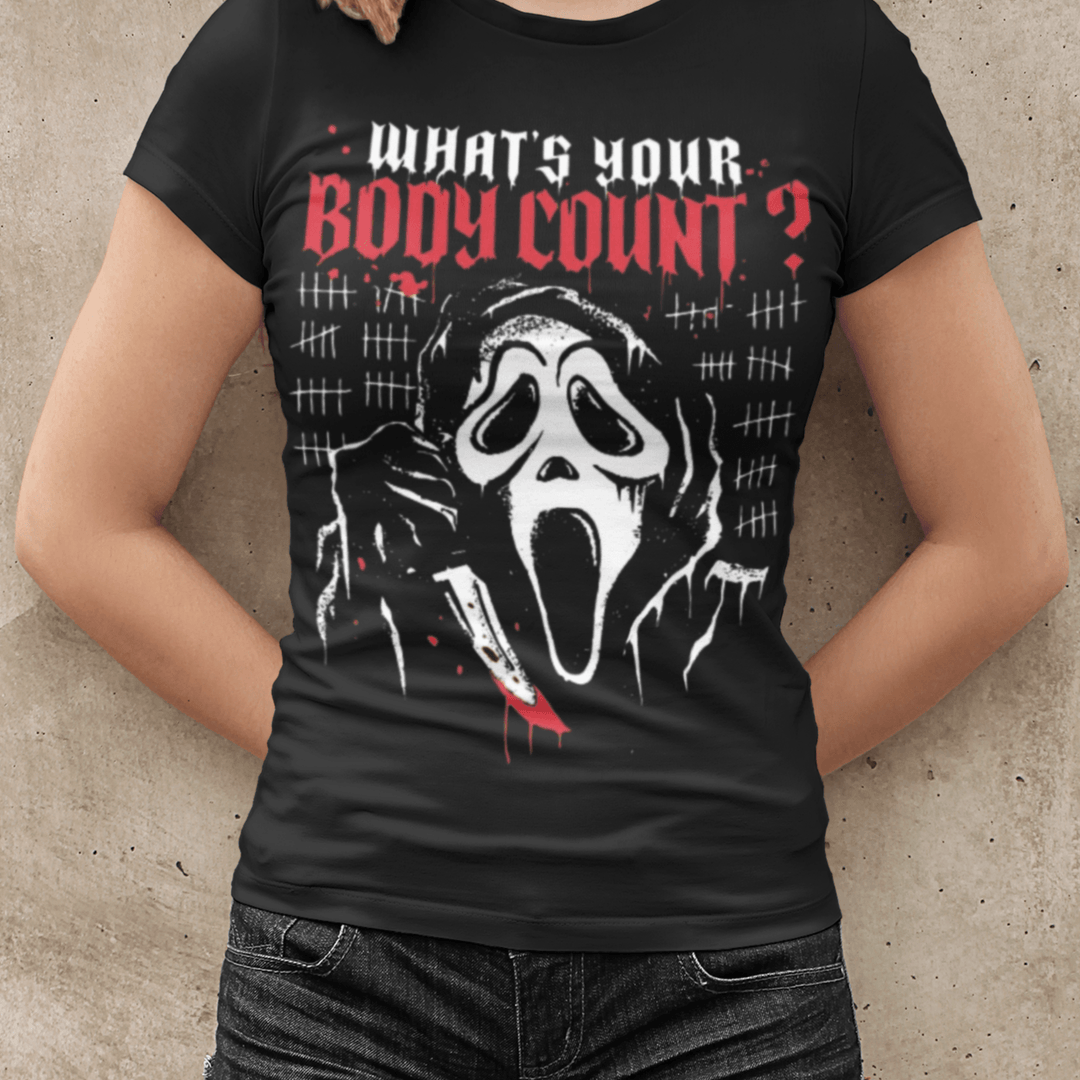 Scream T-Shirt What's Your Body Count Short Sleeve Crew Neck Unisex Top - TopKoalaTee