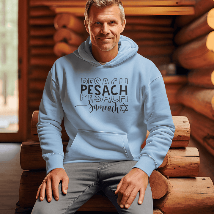 Seasonal Hoodie Pesach Samach Happy Passover DTG Blended Cotton Unisex Pullover - TopKoalaTee