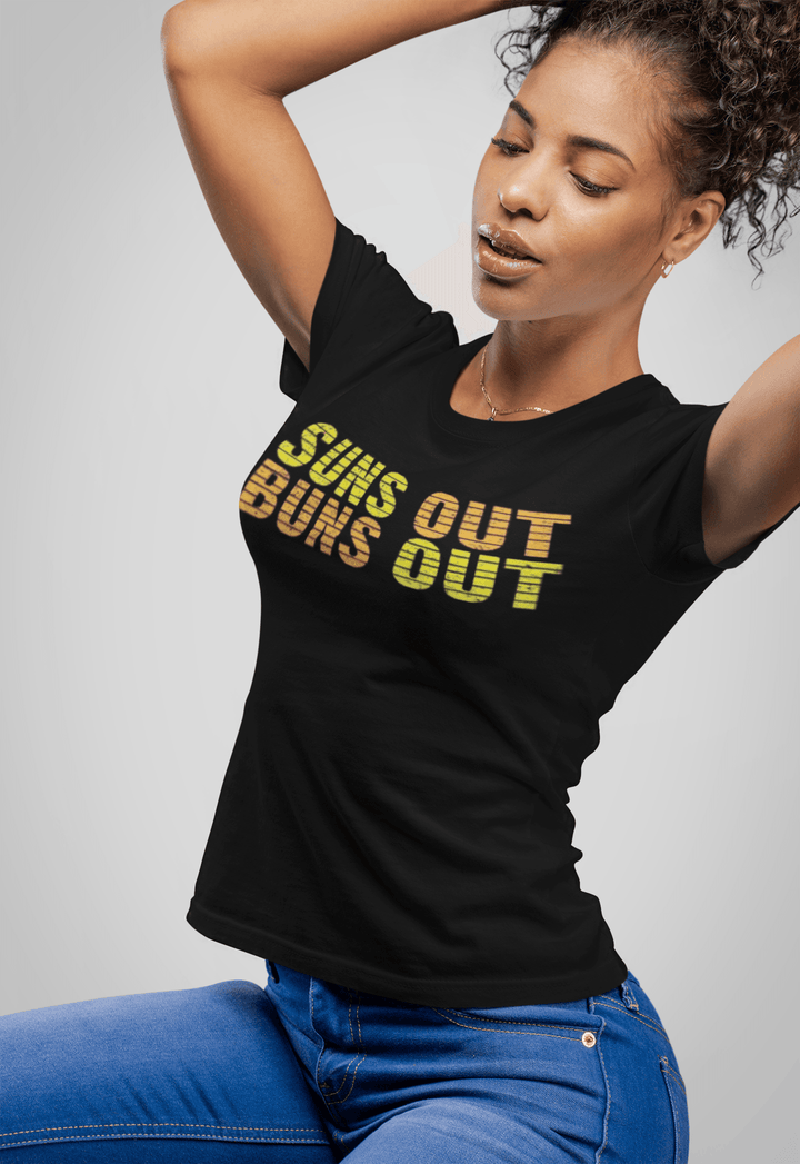 Seasonal T-shirt Summer Suns Out Buns Out Short Sleeve 100% Cotton Crew Neck Top - TopKoalaTee