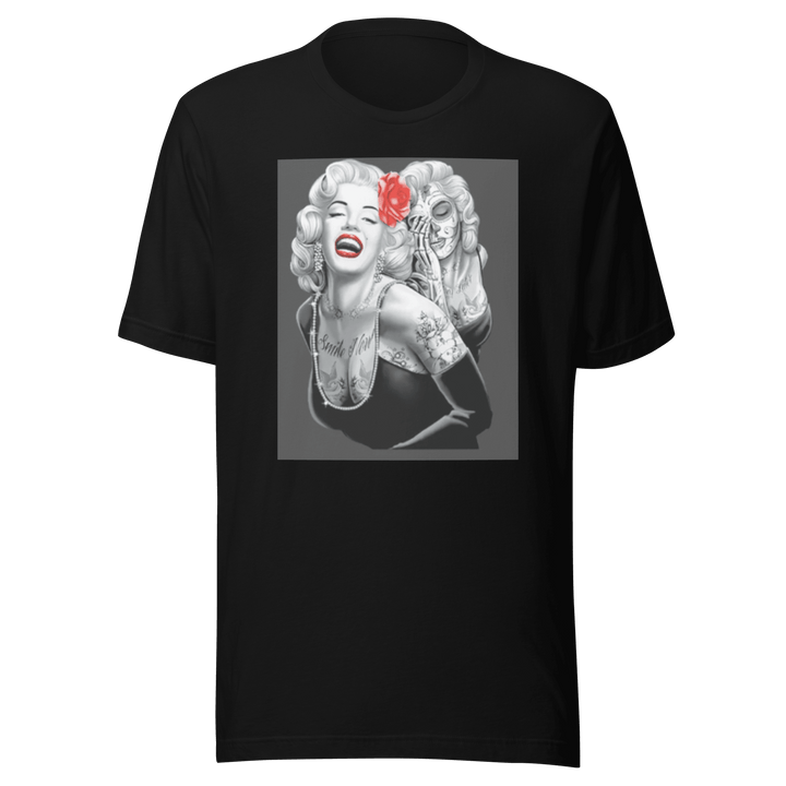 Short Sleeve Crewneck T-shirt Iconic 50's Pinup Girl Portrait Day Of the Dead Cotton Ultra Soft Top - TopKoalaTee