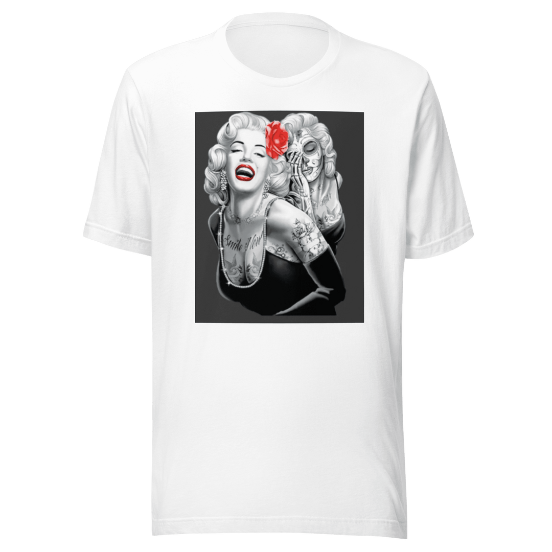 Short Sleeve Crewneck T-shirt Iconic 50's Pinup Girl Portrait Day Of the Dead Cotton Ultra Soft Top - TopKoalaTee