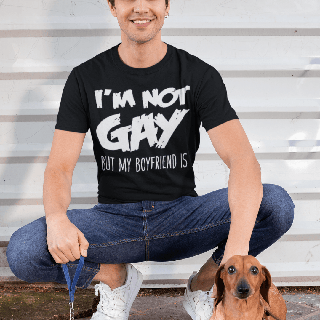 Softstyle T-shirt Short Sleeve Top Kola Tee I'm not Gay but my Boyfriend Is - TopKoalaTee