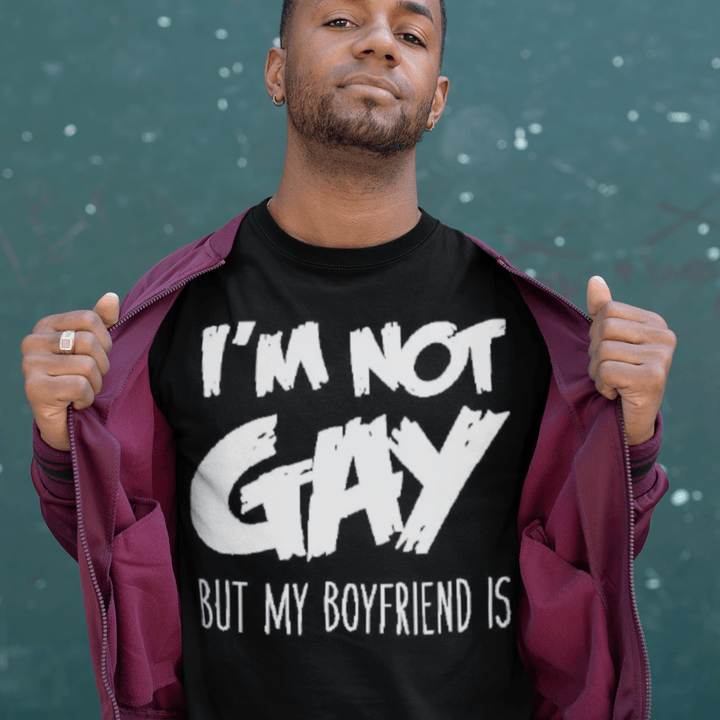 Softstyle T-shirt Short Sleeve Top Kola Tee I'm not Gay but my Boyfriend Is - TopKoalaTee