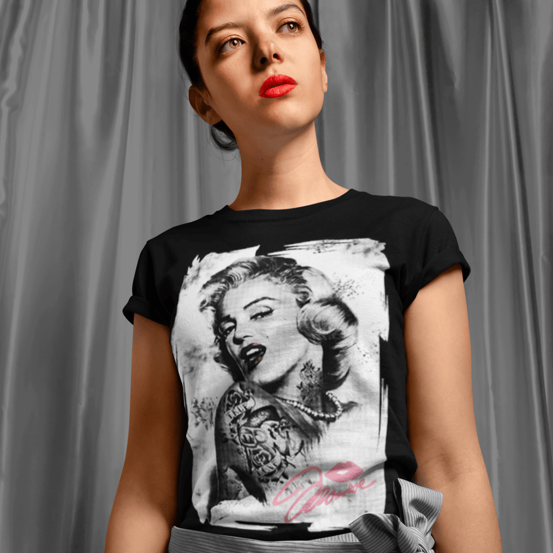 Short Sleeve T-Shirt Signed Portrait of Iconic Pinup Girl Top Koala Tee - TopKoalaTee