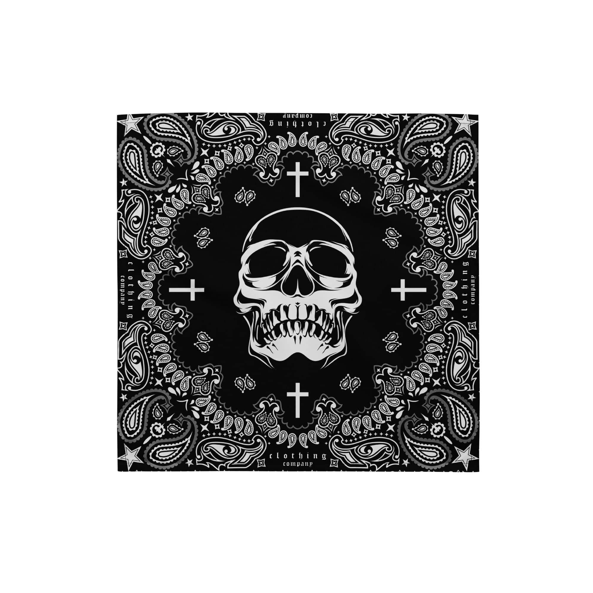 Skull and Cross Paisley Pattern Designer Bandana NeckScarf - TopKoalaTee