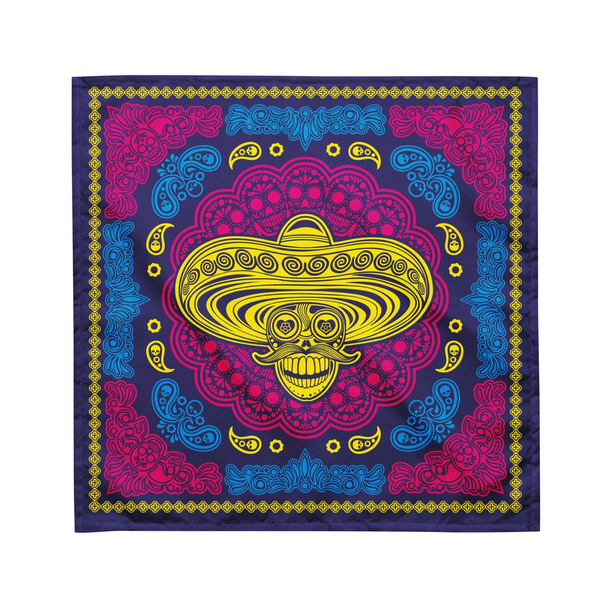 Skull Wearing Sombrero Purple Designer Bandana -Topkoalatee - TopKoalaTee