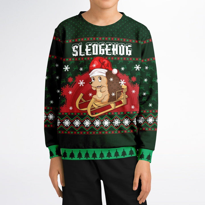 Sledgehog Kids Unisex Ugly Christmas Sweatshirt - TopKoalaTee