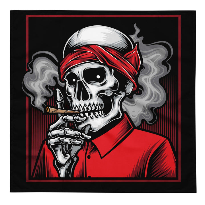 Smoking Skull in Red Smoking Jacket Bandana Neck Scarf - TopKoalaTee