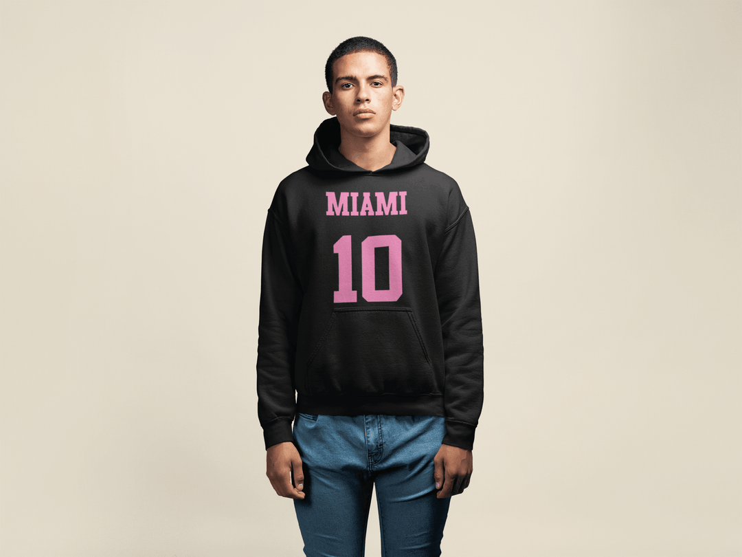 Soccer Hoodie Top Koala Soft Style Miami 10 Short Sleeve Unisex Hoodie - TopKoalaTee