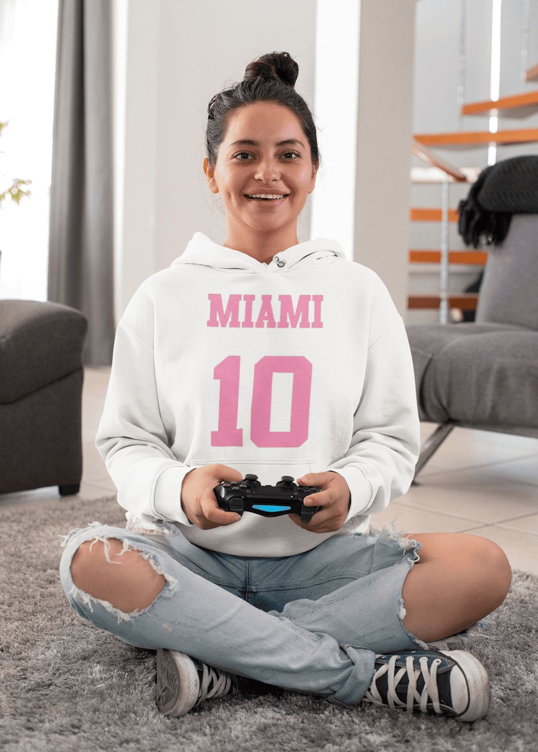 Soccer Hoodie Top Koala Soft Style Miami 10 Short Sleeve Unisex Hoodie - TopKoalaTee