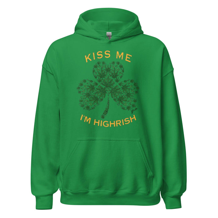 St. Patrick's Day Hoodie Kiss Me I'm Highrish Heavyweight Blended Cotton Unisex Hoodie - TopKoalaTee