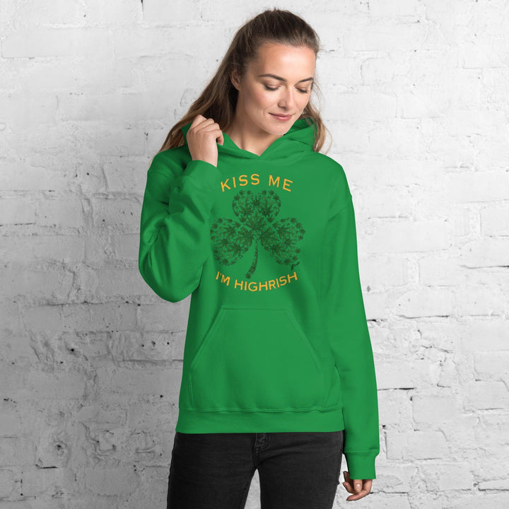 St. Patrick's Day Hoodie Kiss Me I'm Highrish Heavyweight Blended Cotton Unisex Hoodie - TopKoalaTee