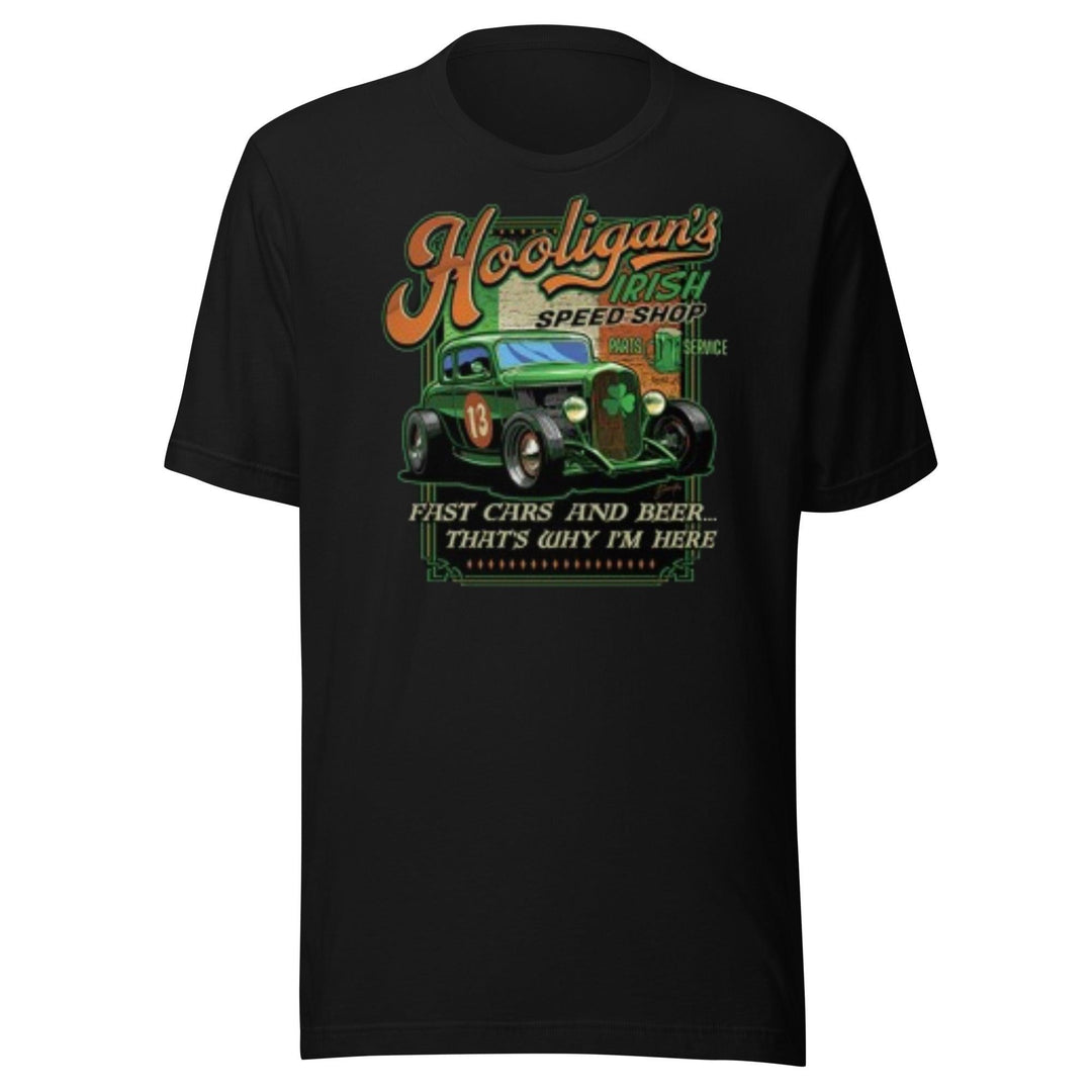 St. Patrick's Day T-shirt Hooligans Irish Speed Shop Short Sleeve Ultra Soft Cotton Crew Neck Unisex t-shirt - TopKoalaTee