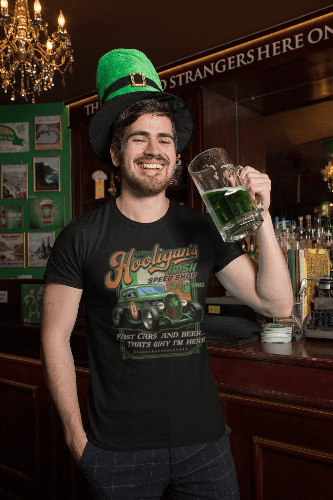 St. Patrick's Day T-shirt Hooligans Irish Speed Shop Short Sleeve Ultra Soft Cotton Crew Neck Unisex t-shirt - TopKoalaTee