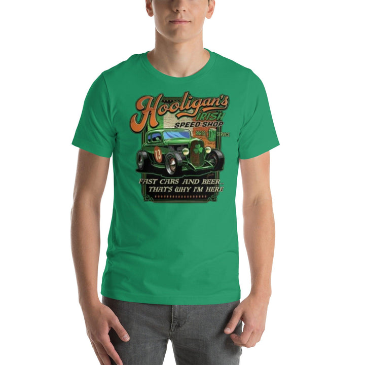 St. Patrick's Day T-shirt Hooligans Irish Speed Shop Short Sleeve Ultra Soft Cotton Crew Neck Unisex t-shirt - TopKoalaTee