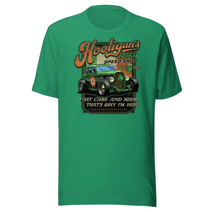 St. Patrick's Day T-shirt Hooligans Irish Speed Shop Short Sleeve Ultra Soft Cotton Crew Neck Unisex t-shirt - TopKoalaTee