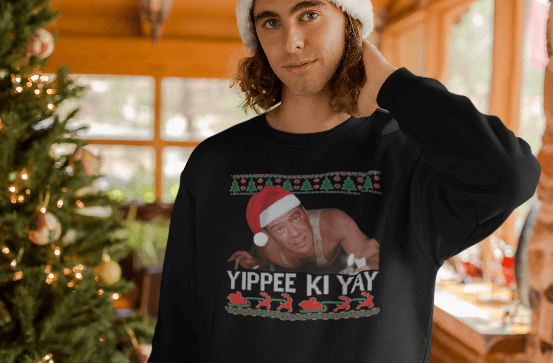 Yiippi Ki Ya Ugly Christmas Sweater Top Koala Haevy Blend Crewneck - TopKoalaTee