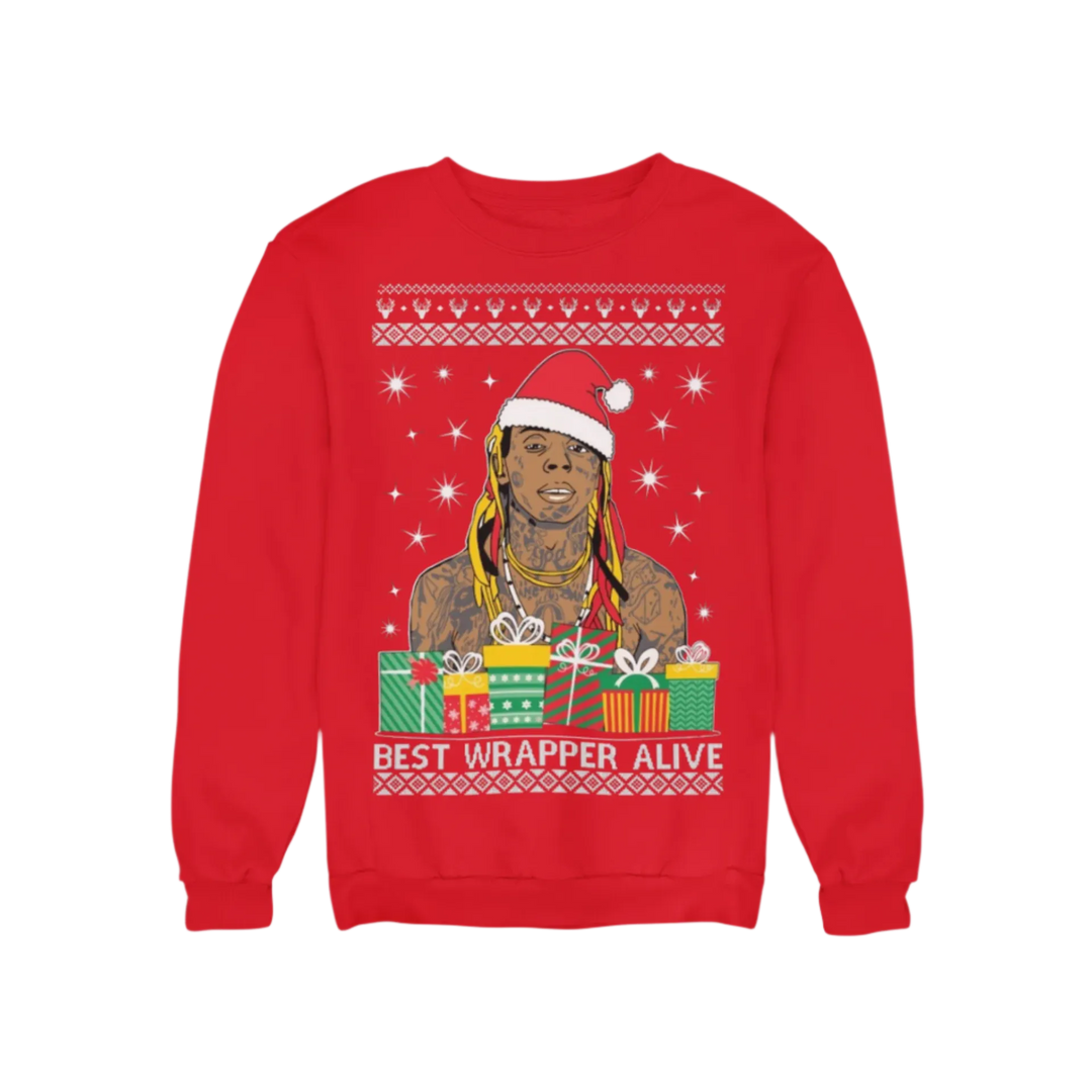 Ugly Christmas Crewneck Graphic Sweatshirt Best Wrapper Alive