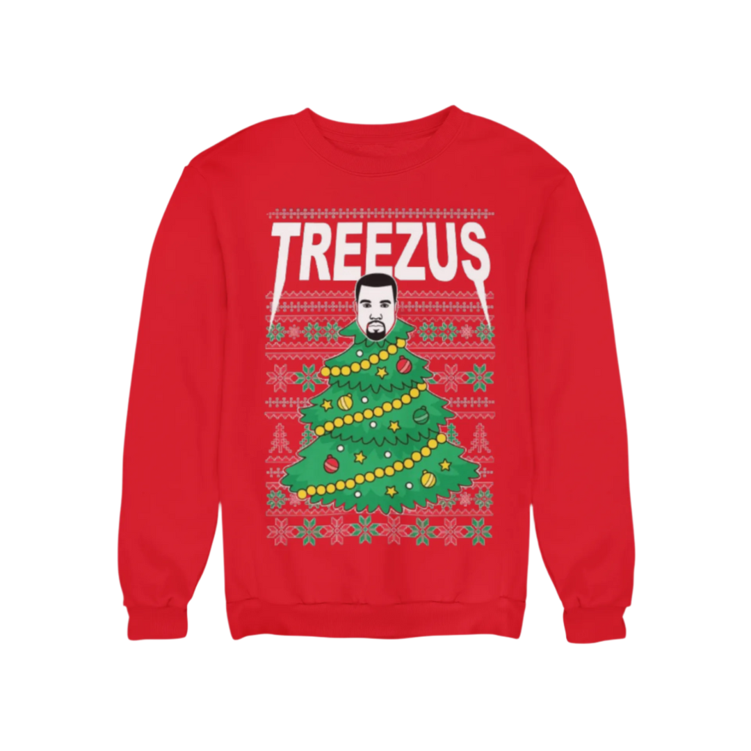 Ugly Christmas Crewneck Graphic Unisex Sweatshirt Treezus Xmas Tree