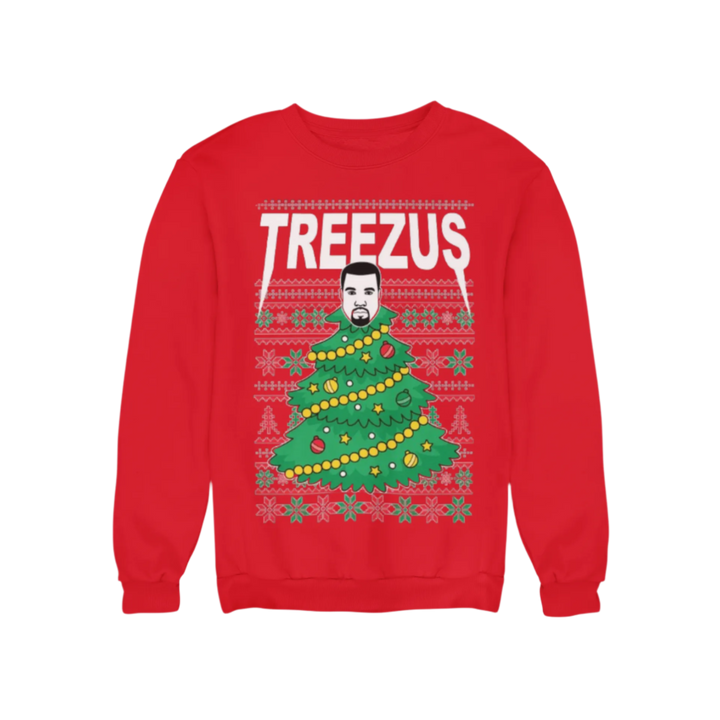 Ugly Christmas Crewneck Graphic Unisex Sweatshirt Treezus Xmas Tree