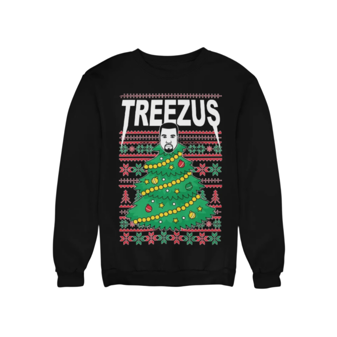 Ugly Christmas Crewneck Graphic Unisex Sweatshirt Treezus Xmas Tree