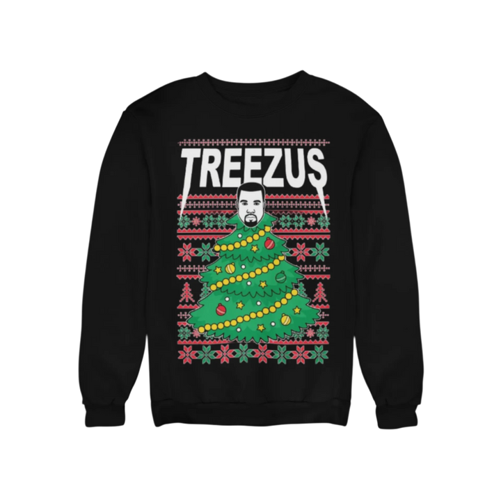 Ugly Christmas Crewneck Graphic Unisex Sweatshirt Treezus Xmas Tree