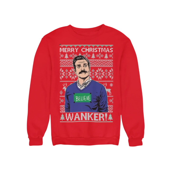 Ugly Christmas Crewneck Graphic Sweatshirt Wanker Believe