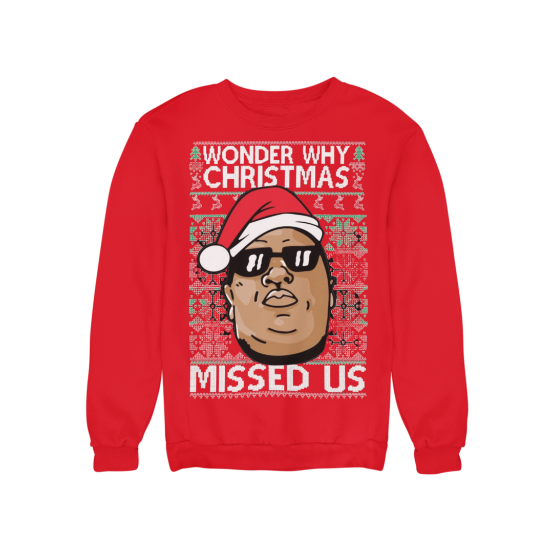 Ugly Christmas Graphic Crewneck Unisex Sweatshirt Wonder Why Christmas Missed Us