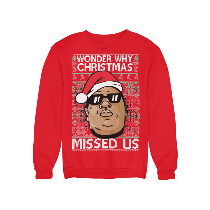 Ugly Christmas Graphic Crewneck Unisex Sweatshirt Wonder Why Christmas Missed Us