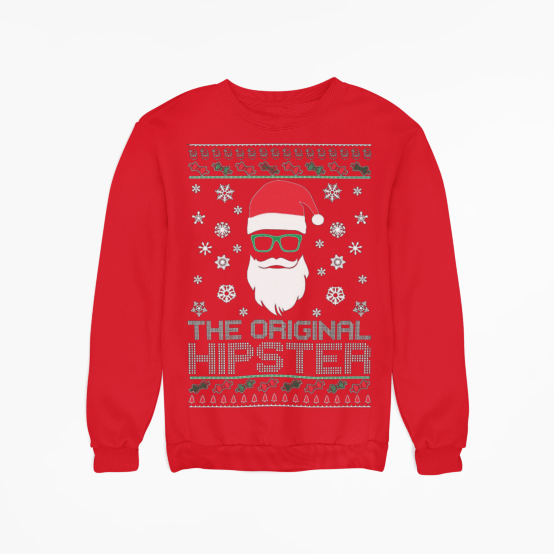 The Original Hipster Ugly Christmas Sweater Blended Cotton Crewneck Pullover