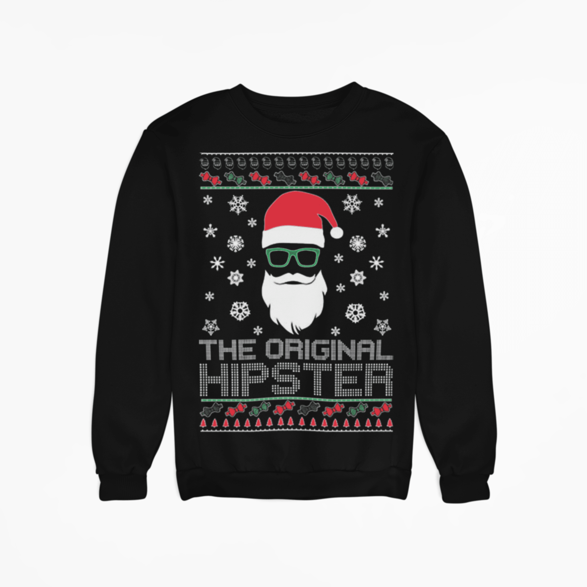 The Original Hipster Ugly Christmas Sweater Blended Cotton Crewneck Pullover