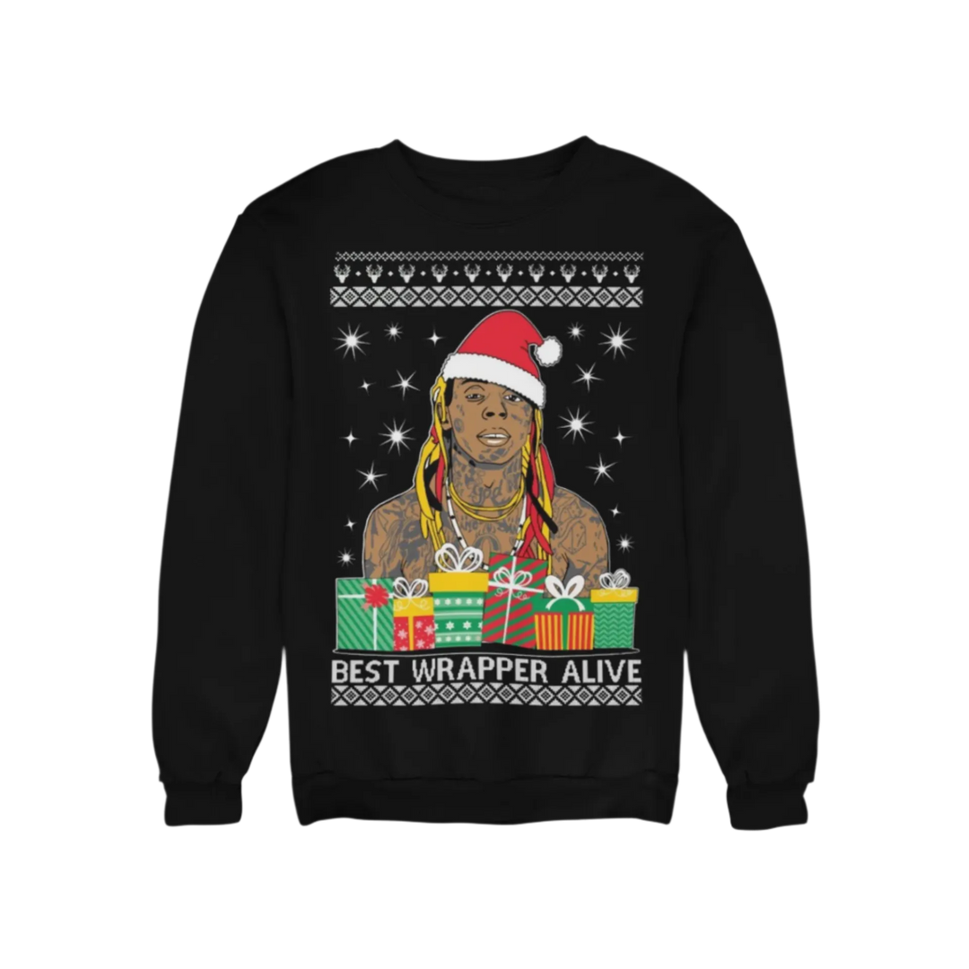 Ugly Christmas Crewneck Graphic Sweatshirt Best Wrapper Alive