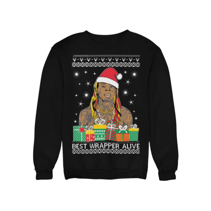 Ugly Christmas Crewneck Graphic Sweatshirt Best Wrapper Alive