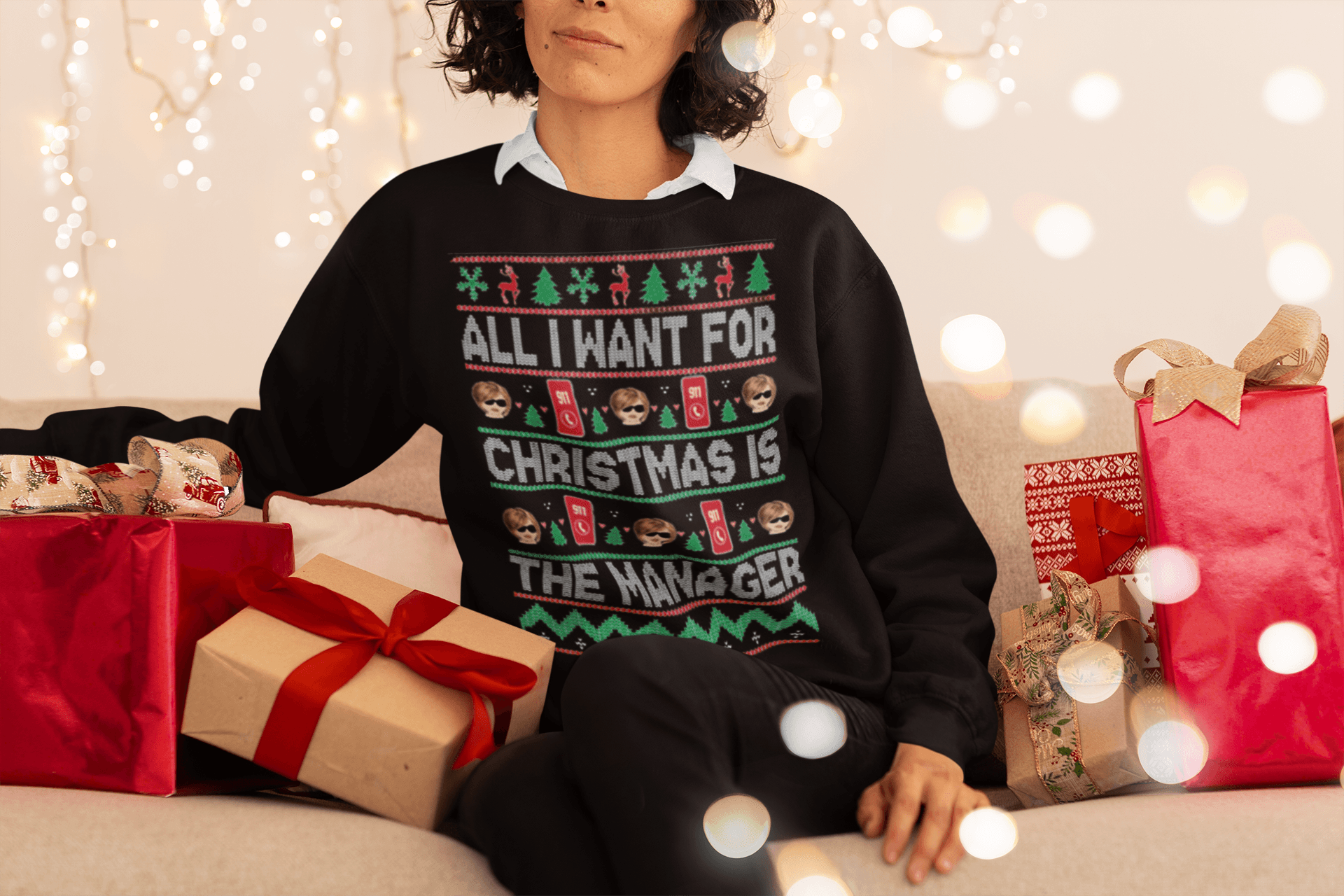 Ugly Christmas Sweater All I want for Christmas is The Manager Top Koala Pullover - TopKoalaTee