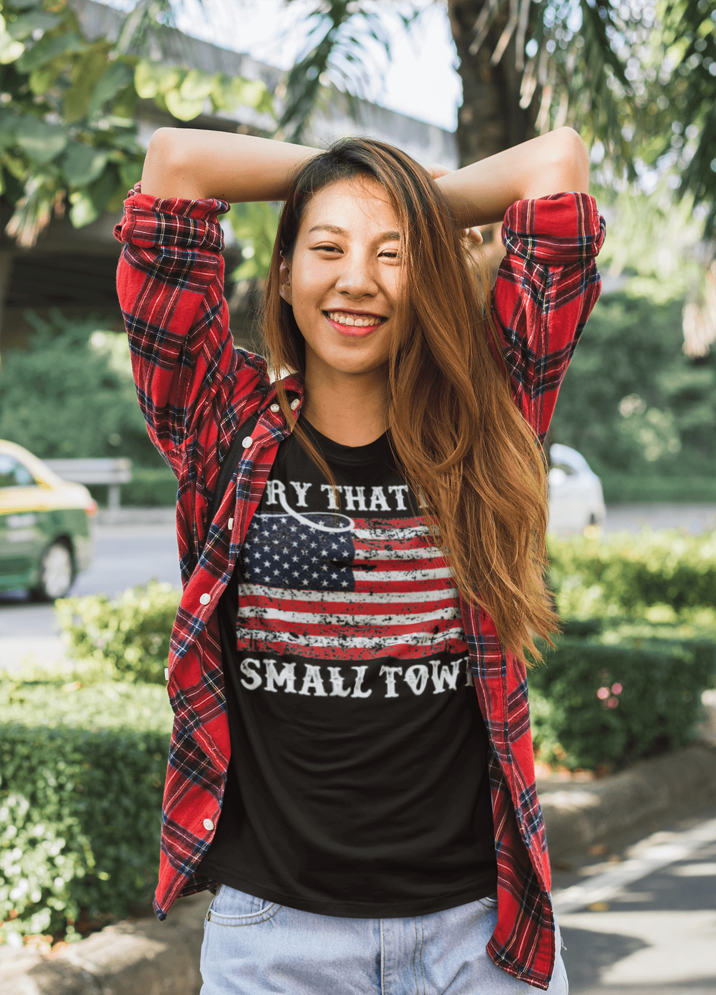 Short Sleeve T-Shirt Try That in Small town Distressed USA Flag Unisex Tee - TopKoalaTee
