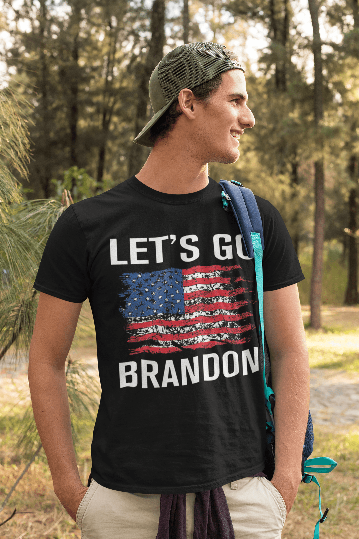 Let's Go Brandon Distressed Flag Political Soft Style Unisex Short Sleeve Top - TopKoalaTee