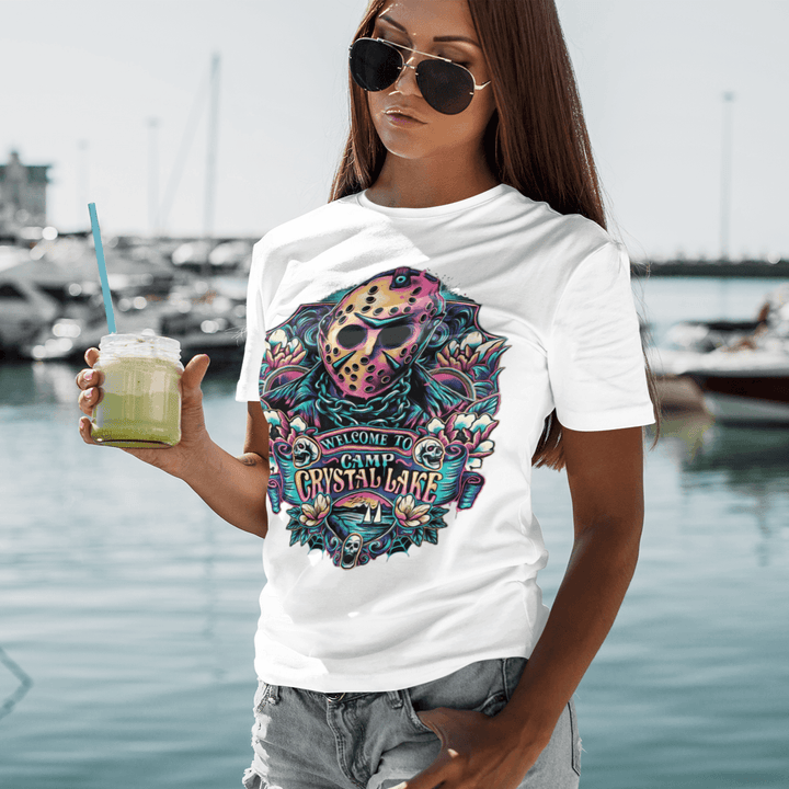 Friday The 13th T-shirt Welcome To Crystal Lake Short Sleeve DTG Printed Crew Neck Top - TopKoalaTee