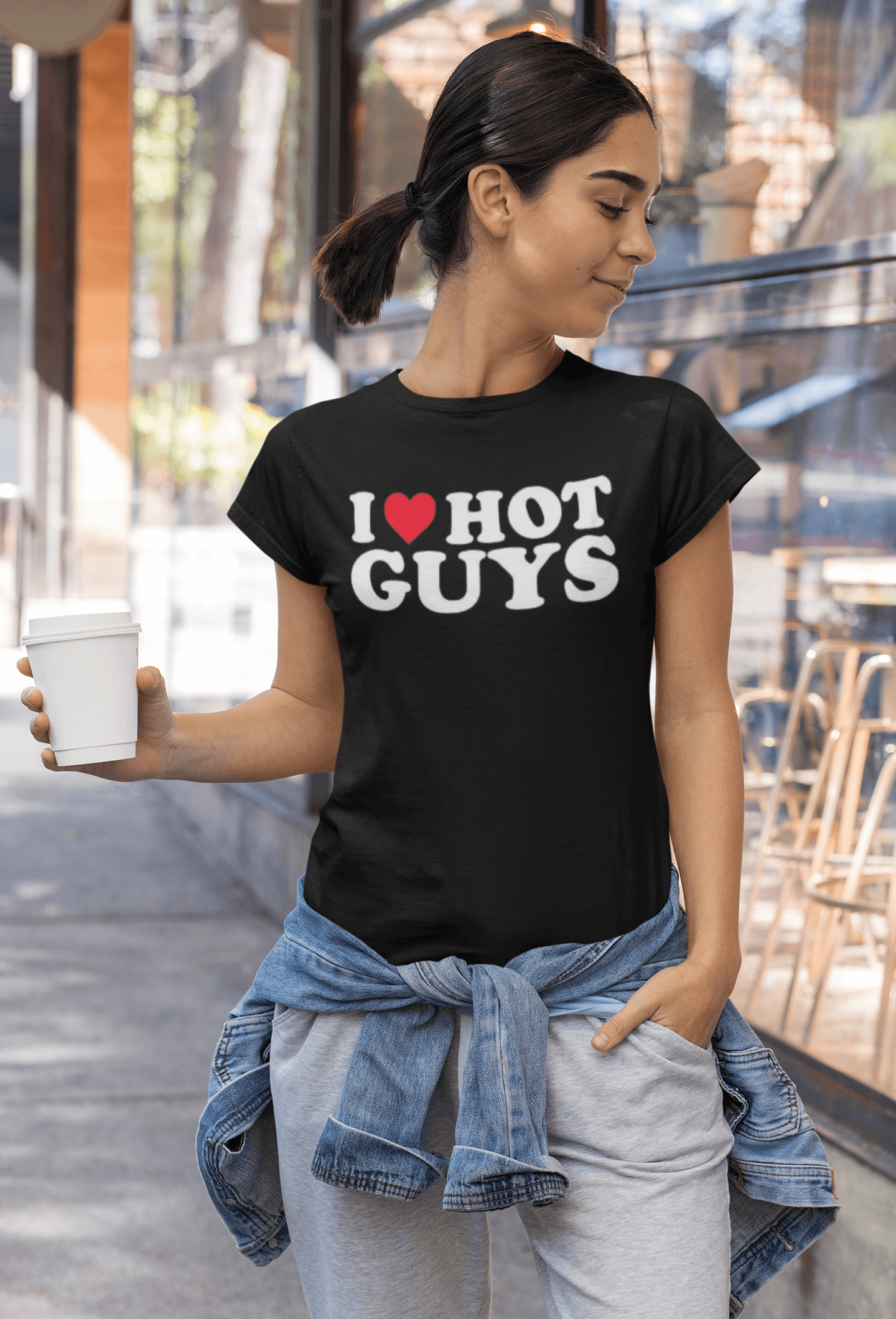I Love Hot Guys Short Sleeve Ultra Soft Cotton Crewneck Unisex Top - TopKoalaTee