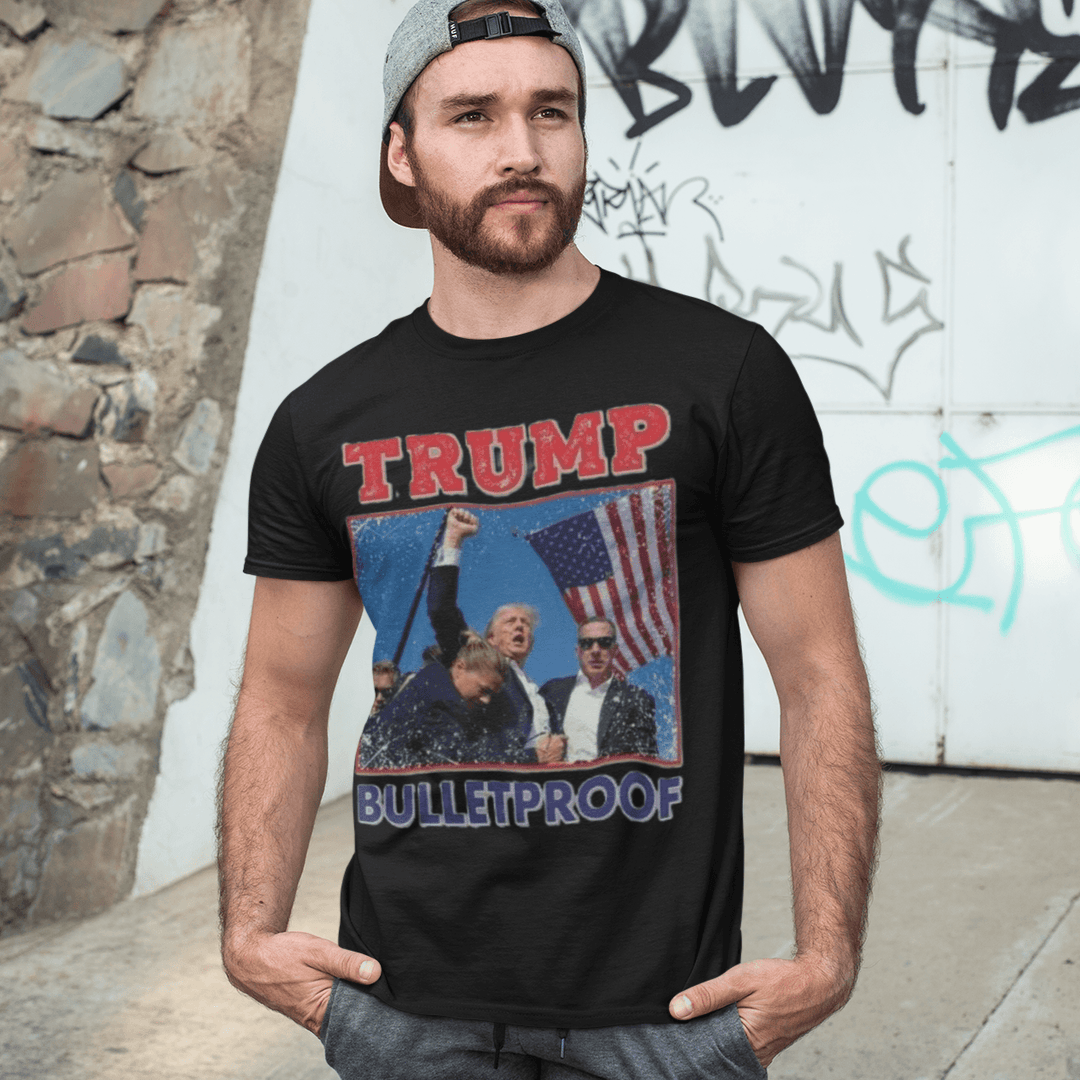 Trump Tshirt Bulletproof Short Sleeve Unisex Crewneck 100% Cotton Top